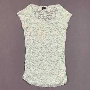 Y2K Moda International Floral Sheer Lace Cap Sleeve Top Womens M Fairy‎ Ethereal
